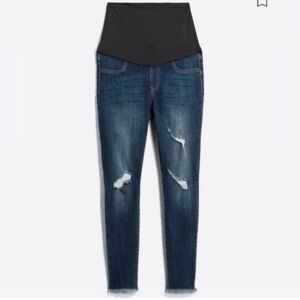 Just USA, MATERNITY, Size 29, Fray Legged Skinny Jeans - full panel, pull on